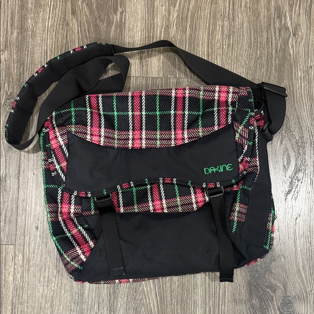 Dakine Black and Pink Plaid Messenger Bag